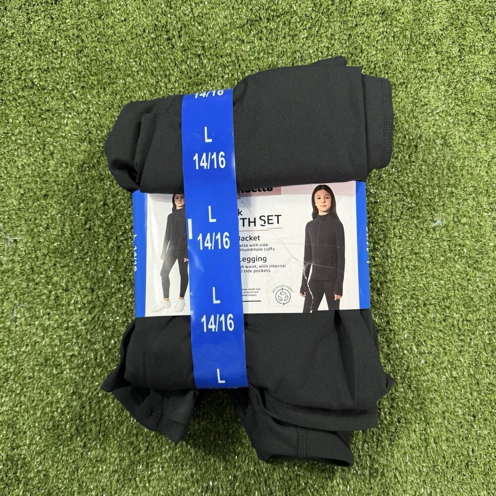 Mondetta Youth Girl's Jacket Legging Set,  Black, Size L 14/16 NWT